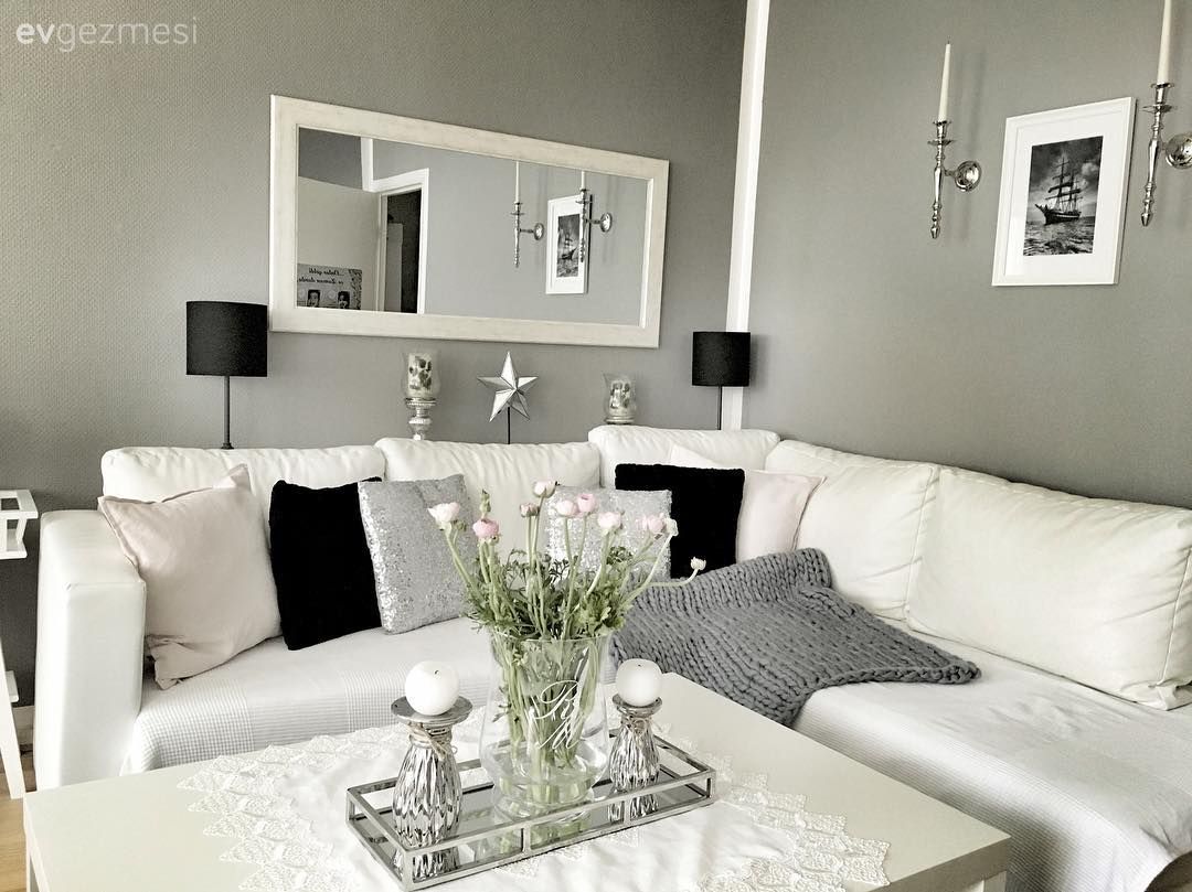 Salon, Köşe koltuk, Gri, Siyah, Kırlent