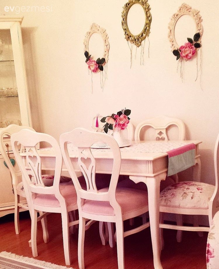 Duvar dekorasyonu, Pembe, Salon, Yemek Odası
