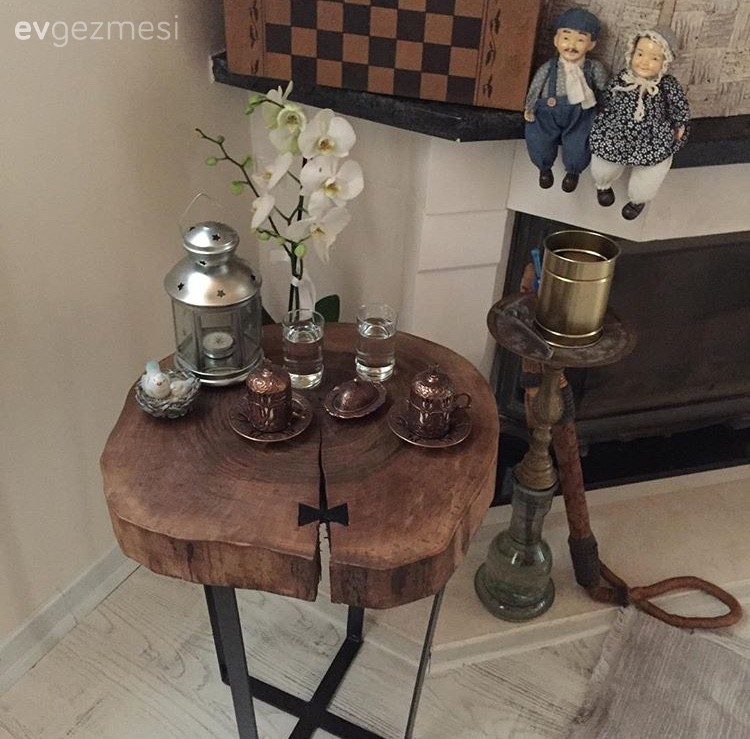 Dekoratif Objeler, Masif ahşap, Salon, Yan sehpa