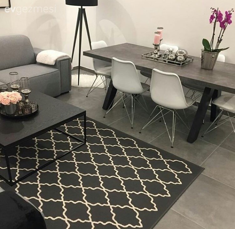 Gri, Halı, Modern, Orta sehpa, Salon, Yemek Odası