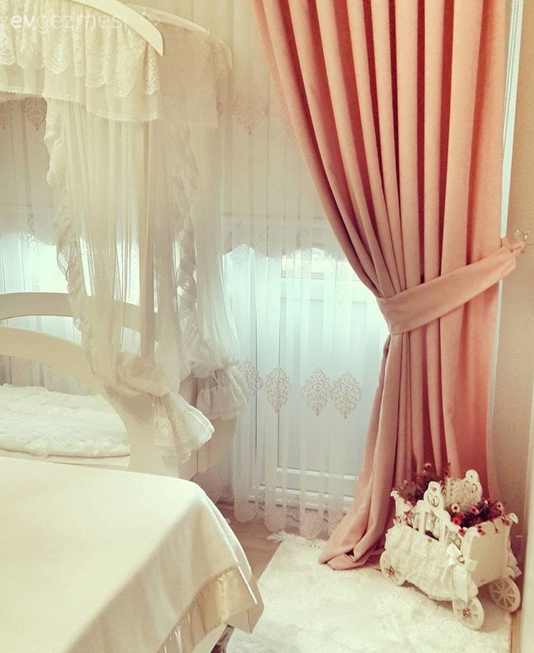 Fon perde, Pembe, Yatak Odası, Perde