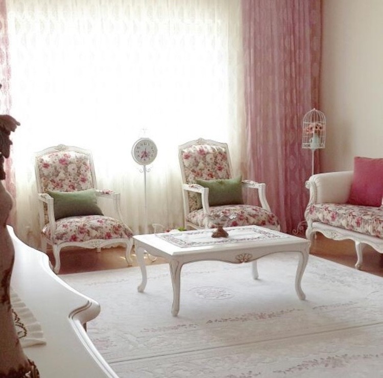 Berjer, Halı, Orta sehpa, Pembe, Salon, Yeşil