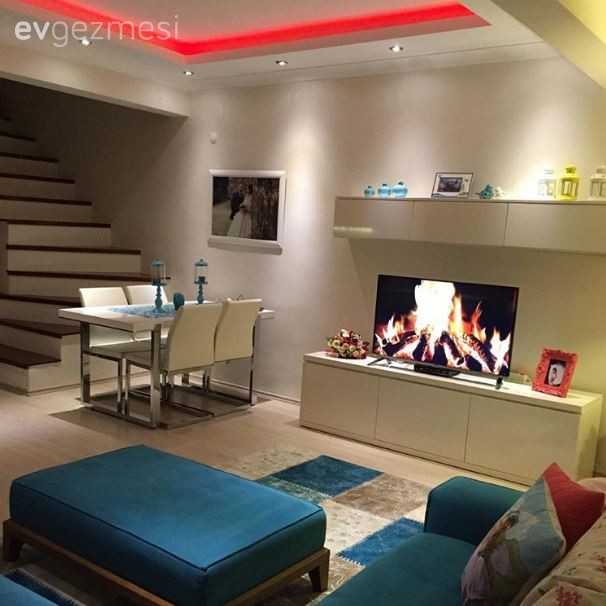 Dubleks evler, Merdiven, Salon, Şömine