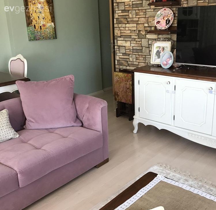 Duvar kağıdı, Konsol, Mor, Mor mutfak, Salon, Tablo, Yemek Odası, Yeşil