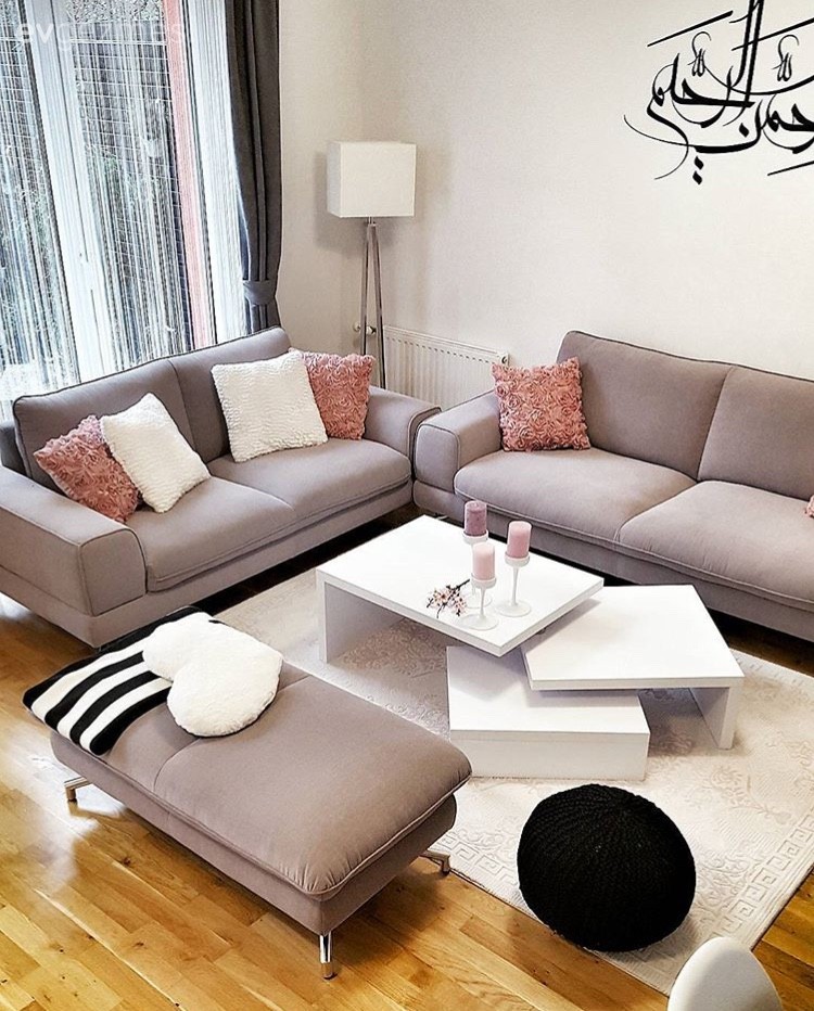 Gri, Puf, Salon, Sehpa