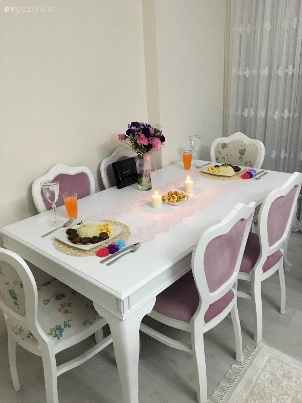 Yemek Odası, Salon, Pembe, Çiçekli desen, Country