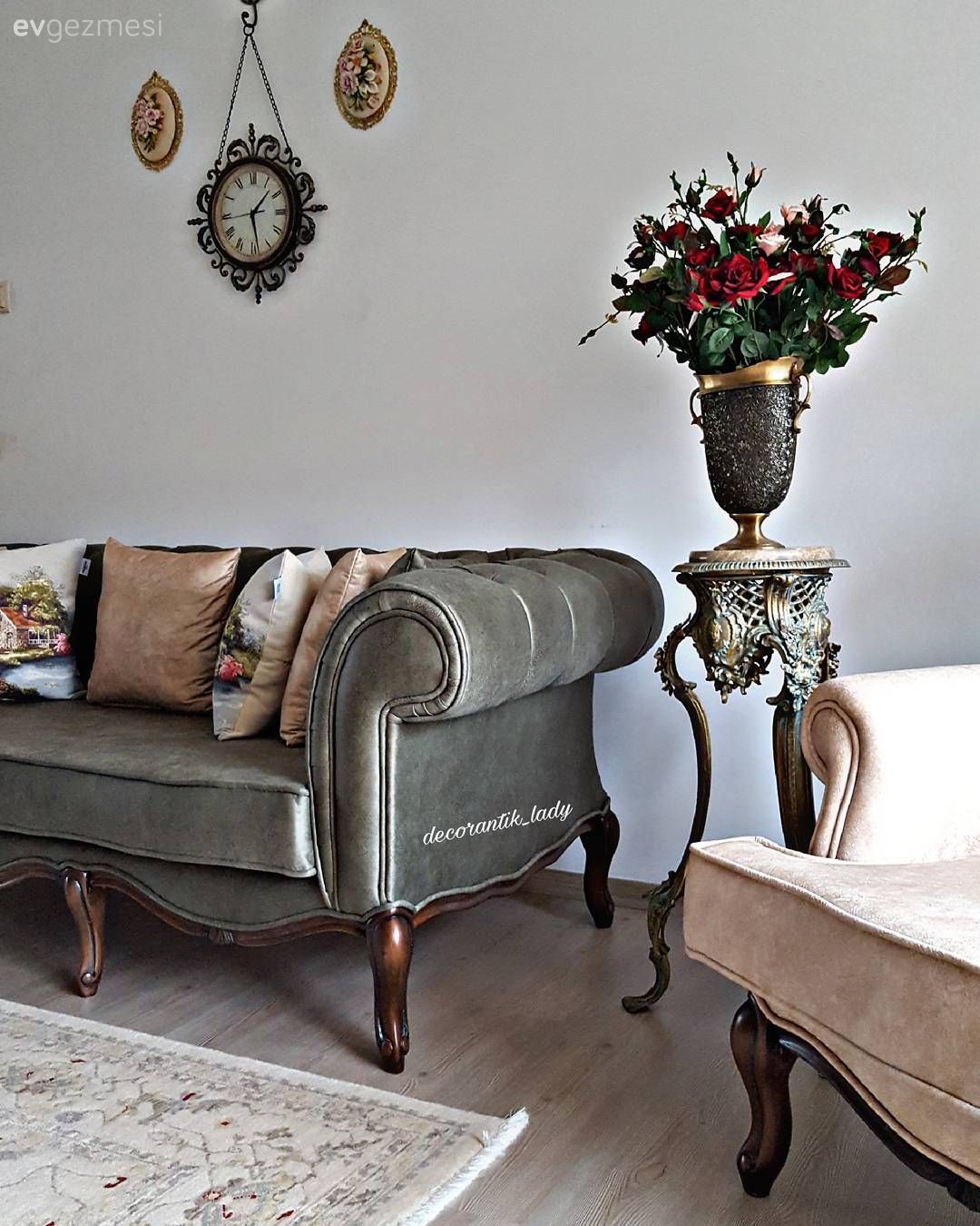 Salon, Yeşil, Duvar dekorasyonu, Çiçekler