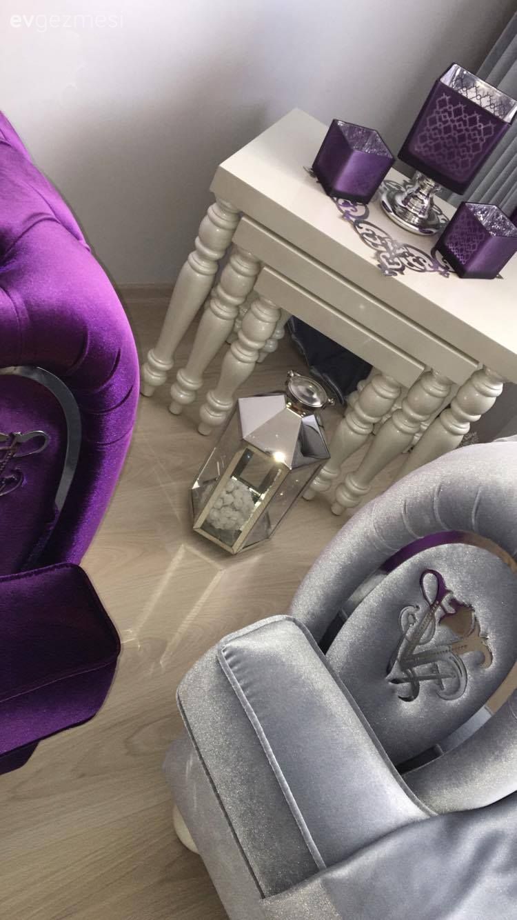 Dekoratif Objeler, Gümüş, Mor, Salon, Yan sehpa