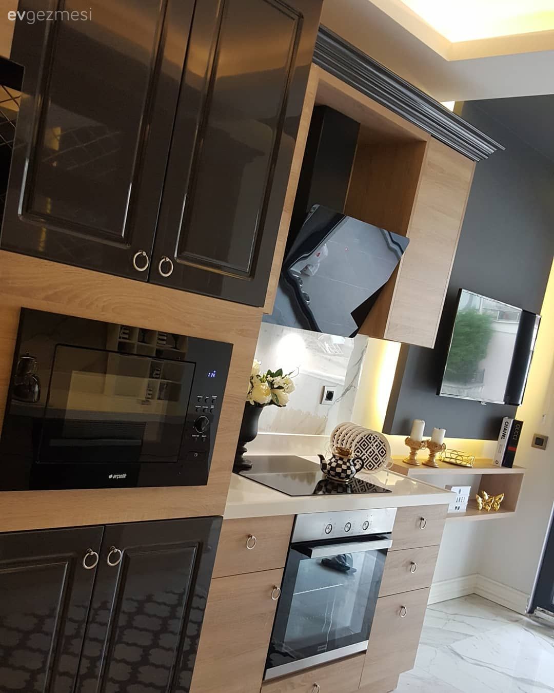 Ankastre, Koridor tipi mutfak, Cam Ankastre, Mutfak, Modern mutfak, Ahşap mutfak