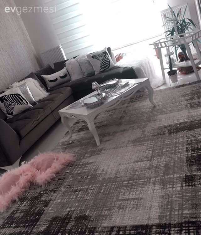 Salon, Halı, Köşe koltuk, Orta sehpa, Gri, Çiçeklik