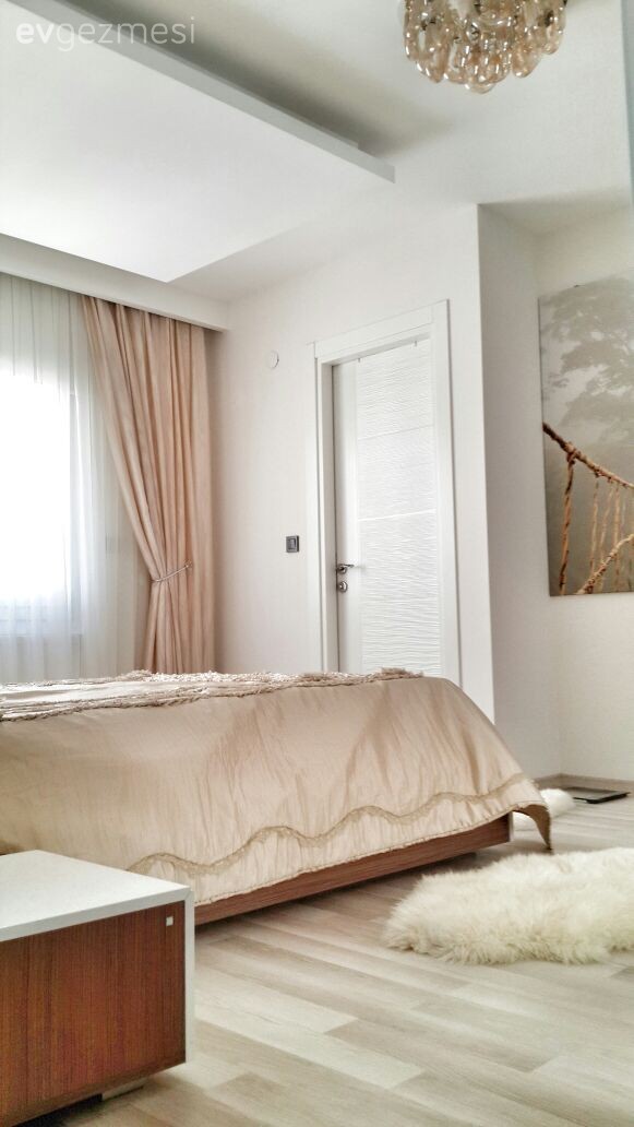 Fon perde, Krem, Tablo, Yatak Odası, Perde