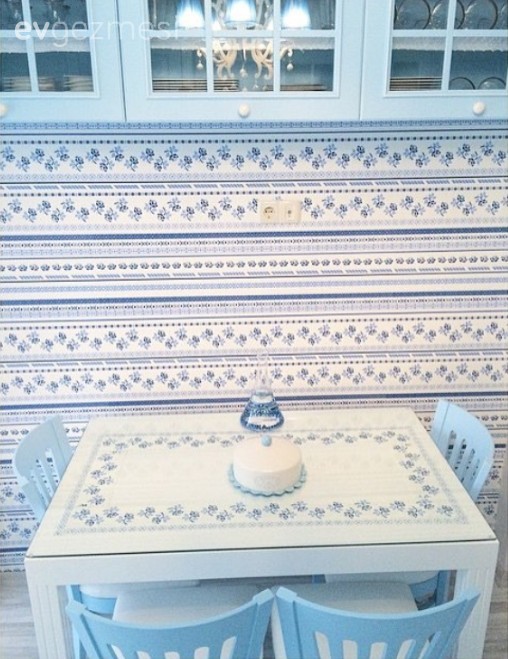 Beyaz, Duvar kağıdı, Mavi, Mutfak