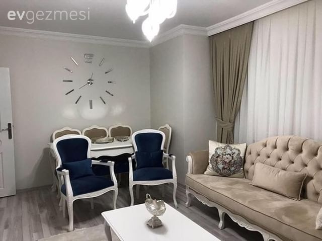 Salon, Berjer, Duvar saati, Krem