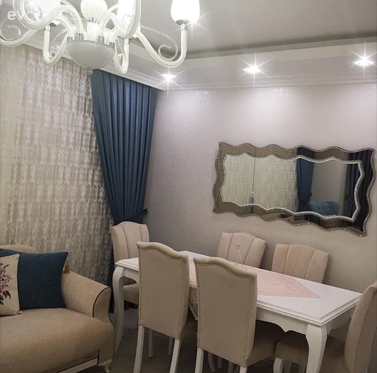 Avize, Ayna, Fon perde, Mavi, Salon, Yemek Odası, Perde, Aydınlatma