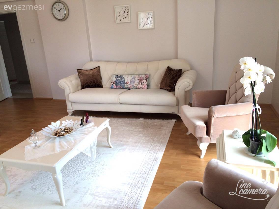 Duvar dekorasyonu, Halı, Kahverengi, Krem, Orta sehpa, Salon