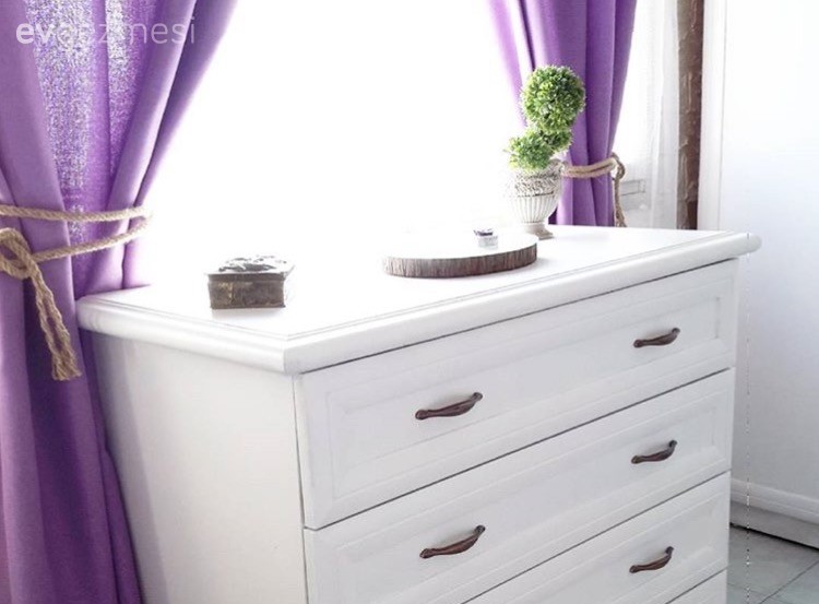 Kendin Yap, Mobilya boyama, Mor, Öncesi / Sonrası