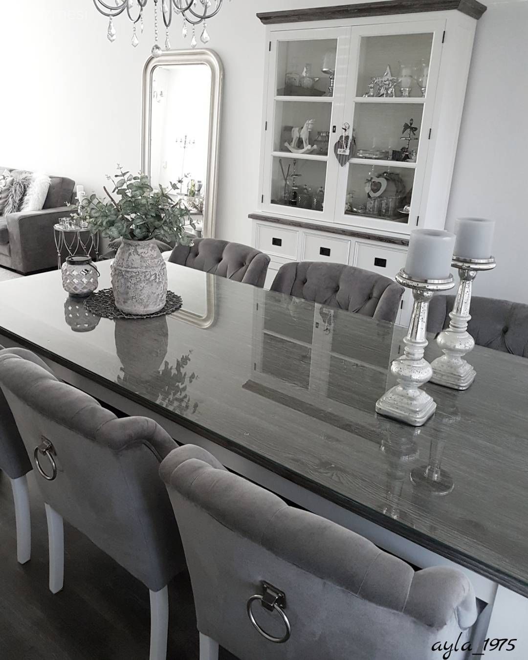 Masa dekoru, Yemek Odası, Vitrin, Gri, Salon