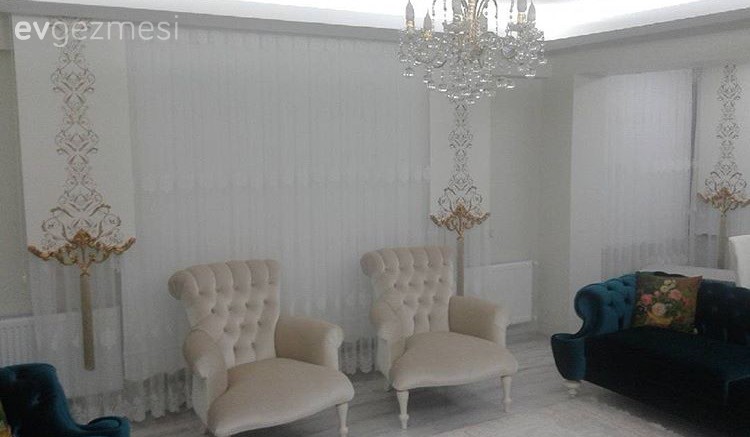 Berjer, Japon perde, Krem, Salon, Perde