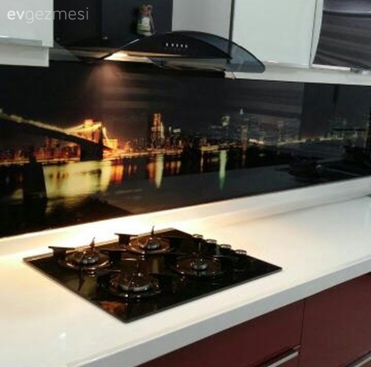 Ankastre, Kırmızı, Kırmızı mutfak, Mutfak, Tezgah arası cam