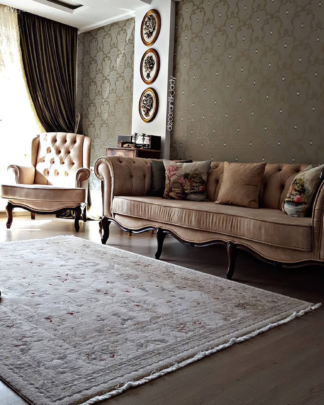 Salon, Halı, Duvar kağıdı, Krem