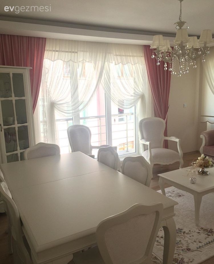 Avize, Berjer, Beyaz, Country, Halı, Pembe, Salon, Yemek Odası, Aydınlatma