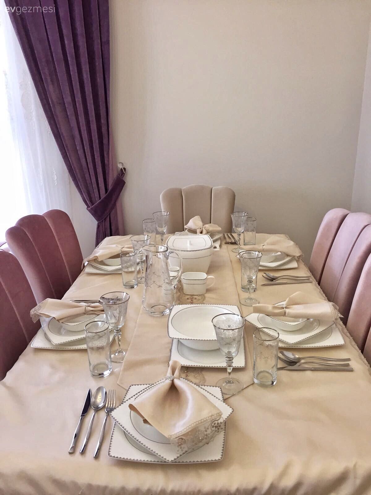 Krem, Pembe, Salon, Sunum, Yemek Odası