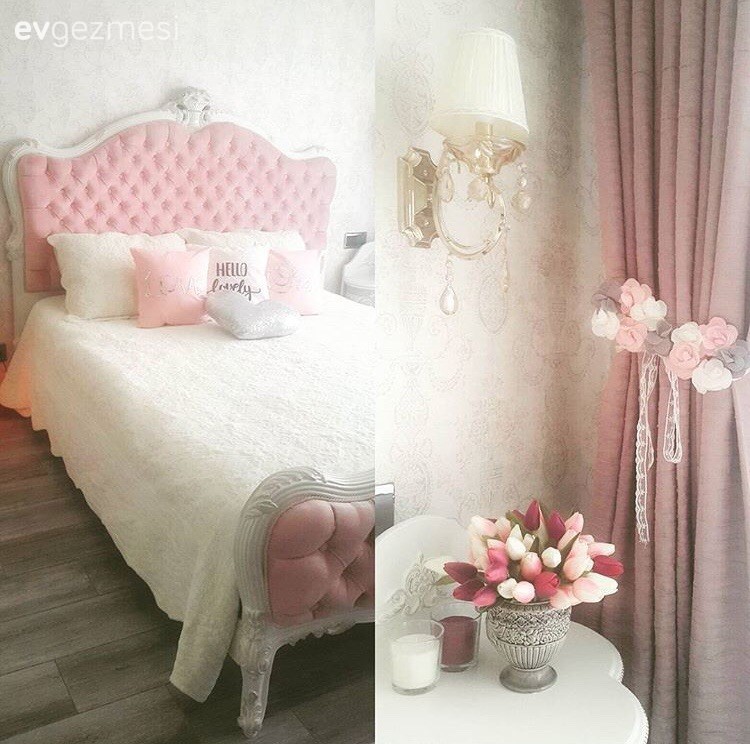 Fon perde, Pembe, Yatak Odası, Perde