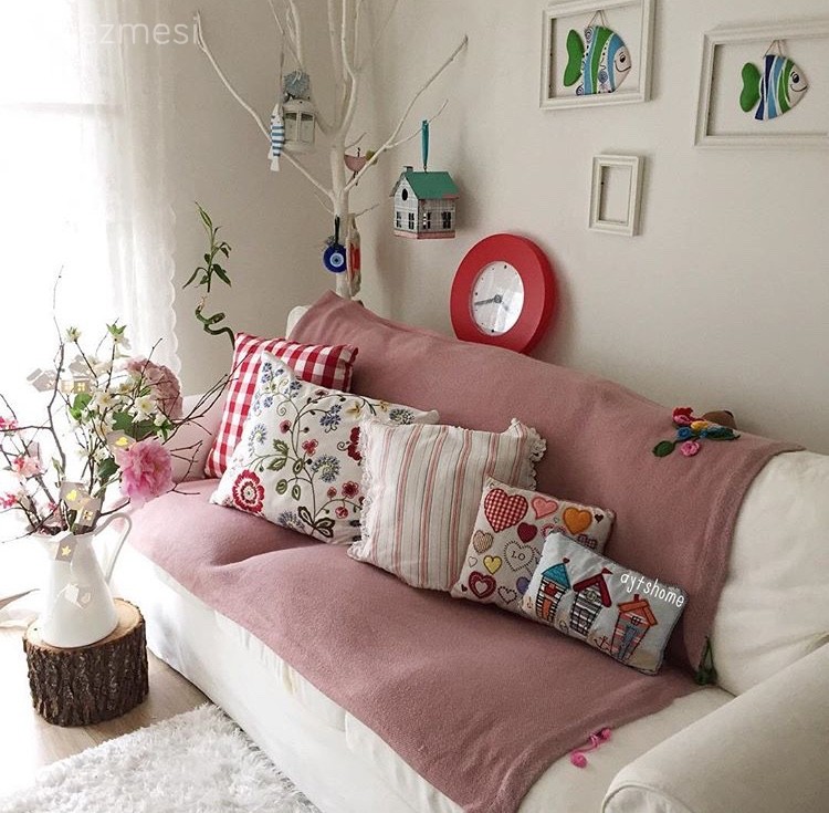 Duvar dekorasyonu, Kırmızı, Oturma Odası, Kırlent