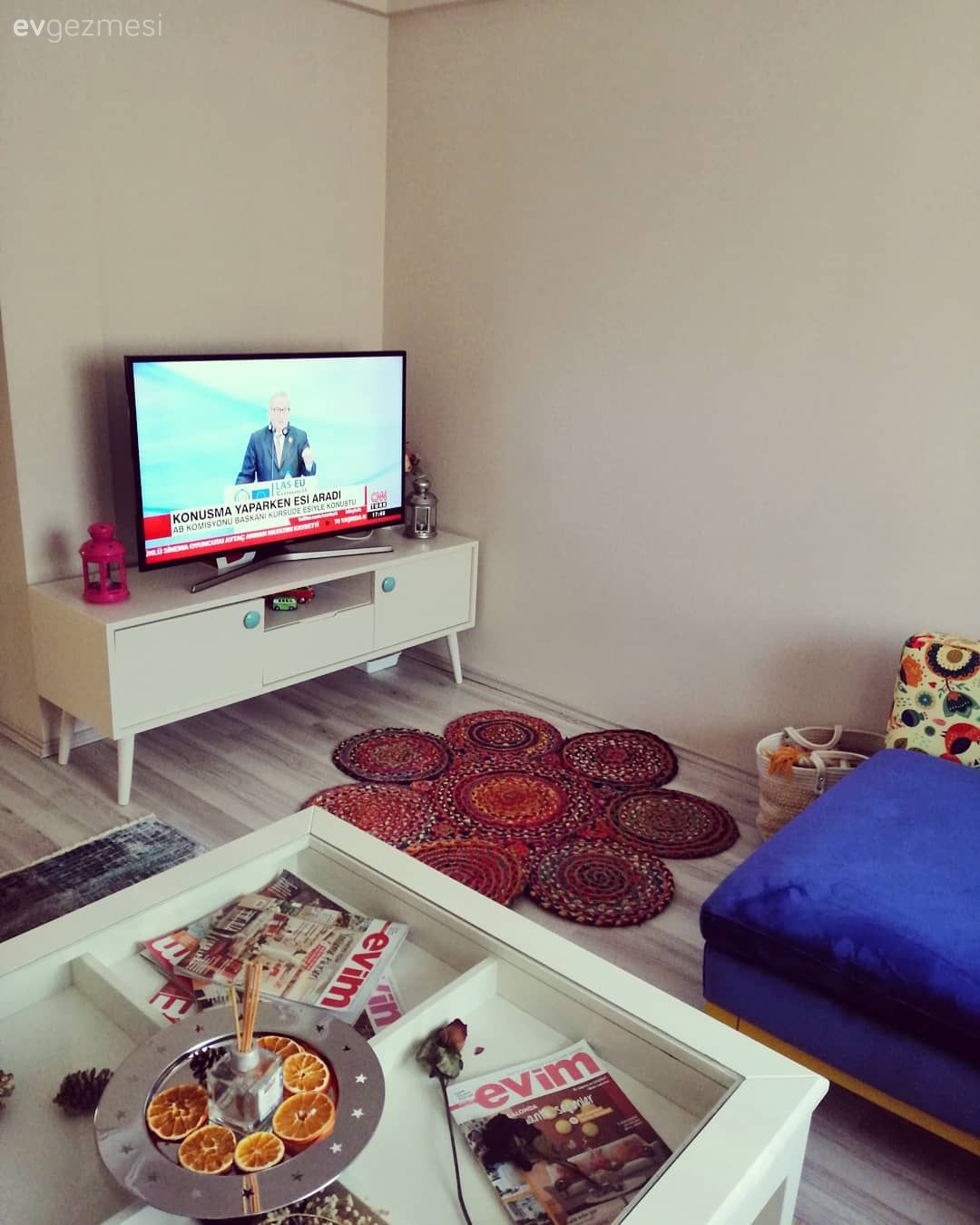 Oturma Odası, Orta sehpa, Halı, Mavi, Tv ünitesi