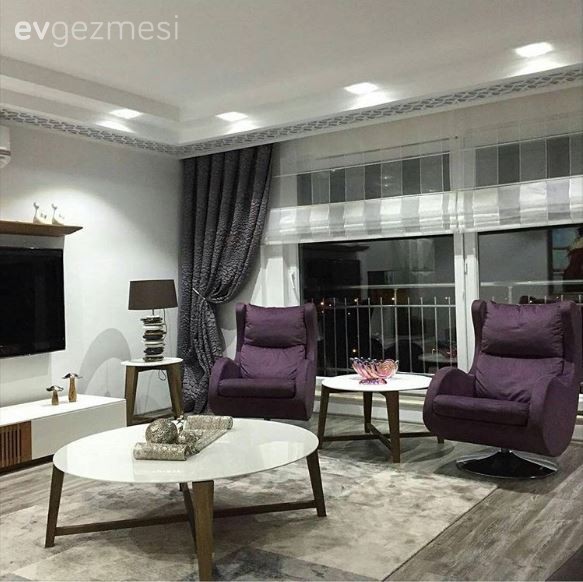 Berjer, Halı, Mor, Perde, Salon, Sehpa