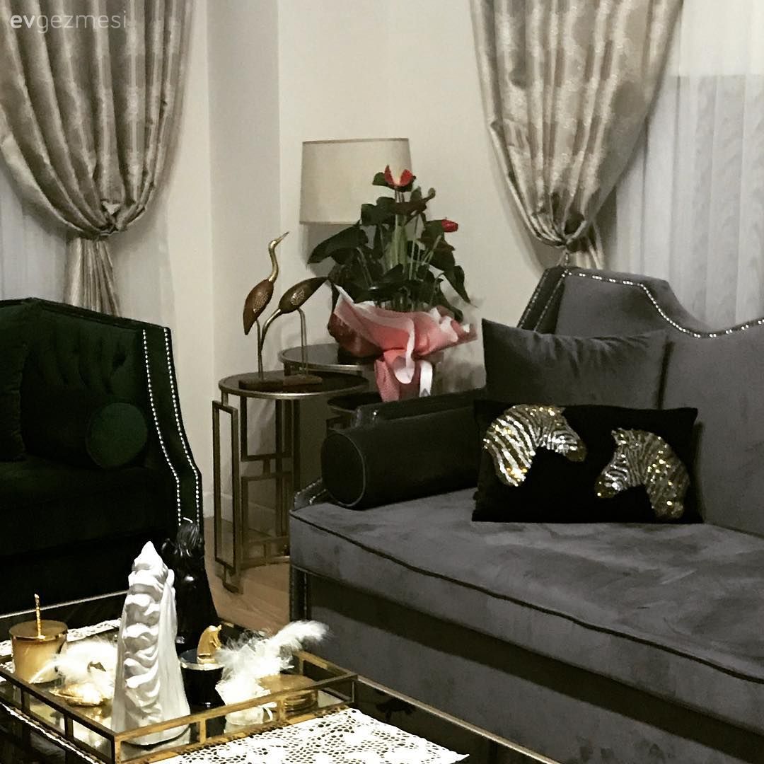 Salon, Gri, Abajur, Dekoratif Objeler