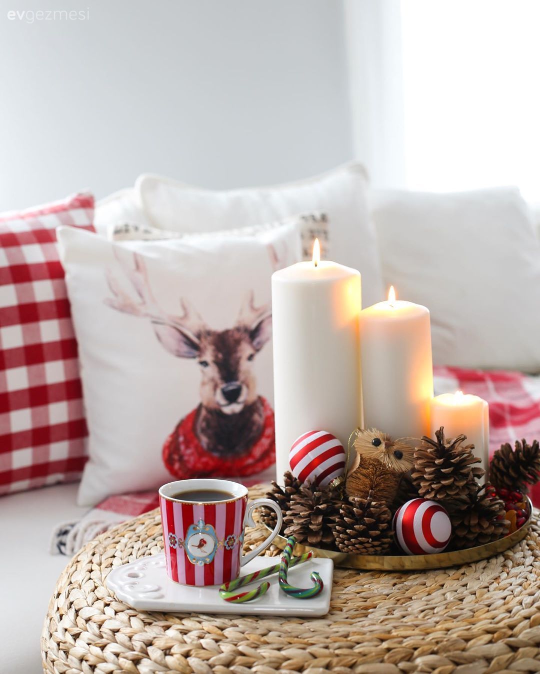 Mum, Sehpa üstü aksesuarı, Kırmızı, Yılbaşı dekorasyonu, Kırlent, Salon, Dekoratif Objeler