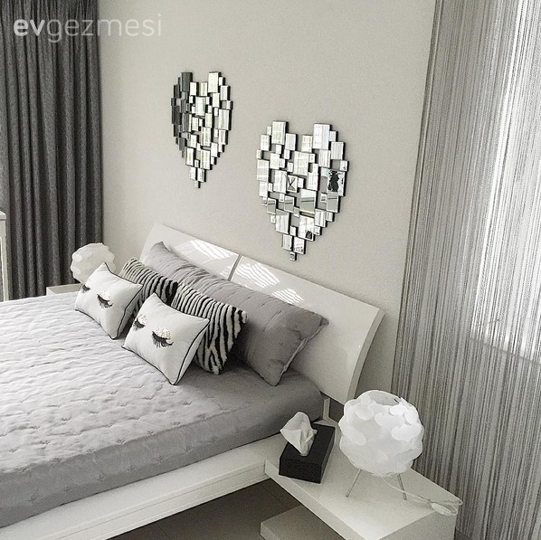 Duvar dekorasyonu, Gri, Yatak Odası