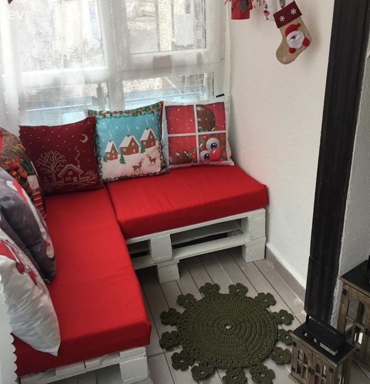 Balkon, Kendin Yap, Kırmızı, Palet, Kırlent