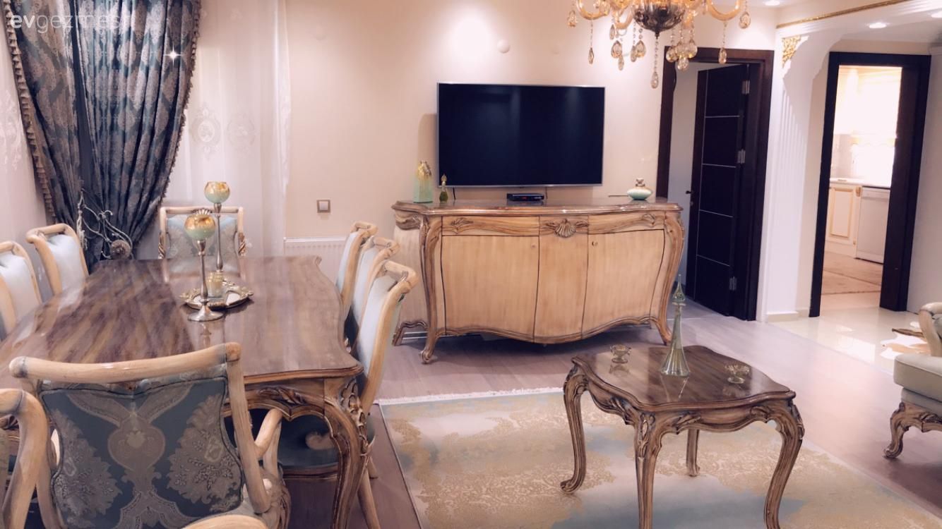 Salon, Yemek Odası, Mavi, Altın, Konsol, Orta sehpa