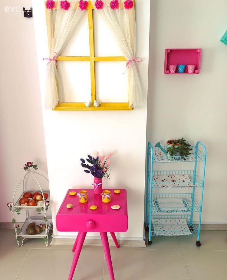 Duvar dekorasyonu, Mutfak, Pembe, Sarı