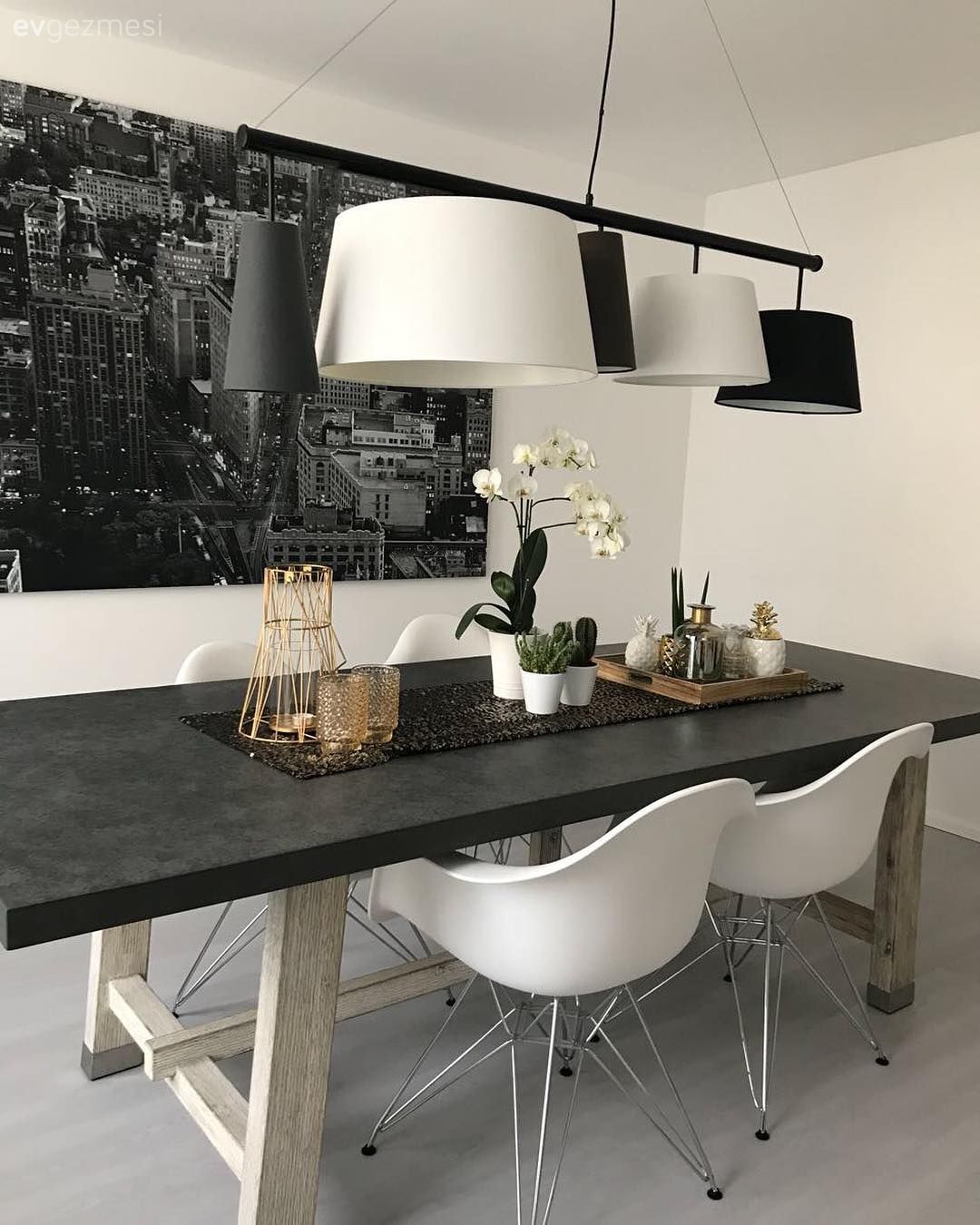 Salon, Yemek Odası, Aydınlatma, Avize, Siyah- Beyaz, Tablo