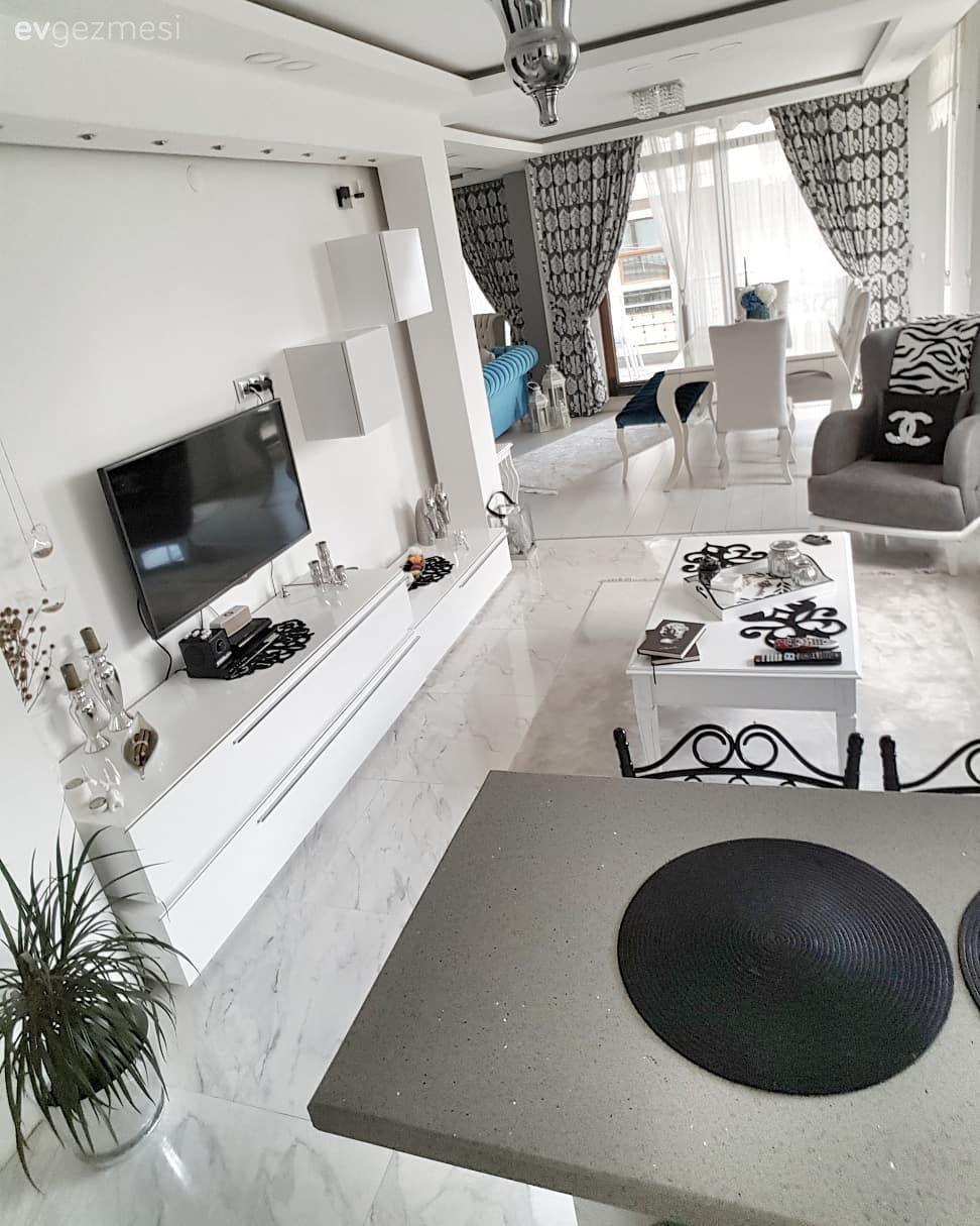 Oturma Odası, Tv ünitesi, Amerikan Mutfak, Orta sehpa