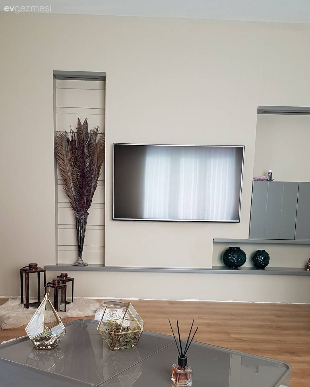 Duvar Nişleri, Gri, Salon, Tv ünitesi