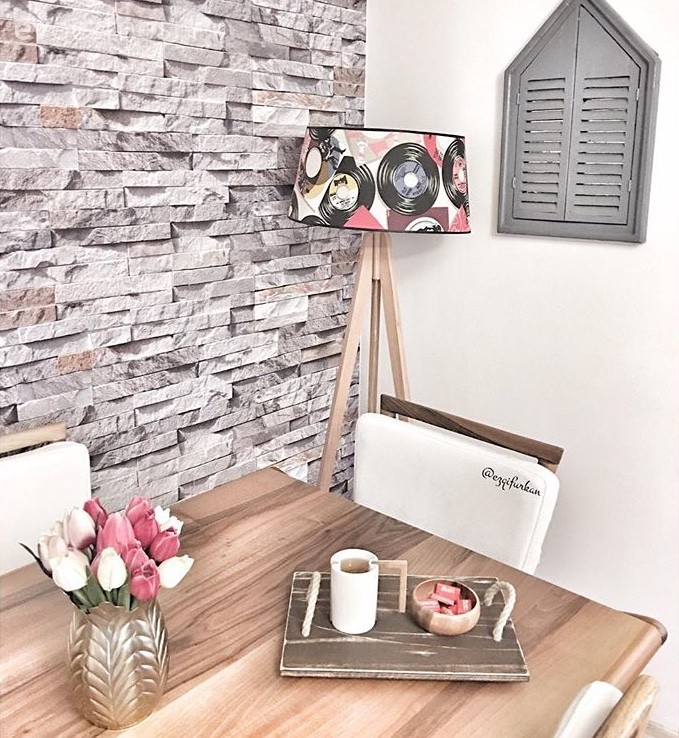 Ahşap Mobilya, Ayna, Duvar kağıdı, Lambader, Yemek Odası, Aydınlatma