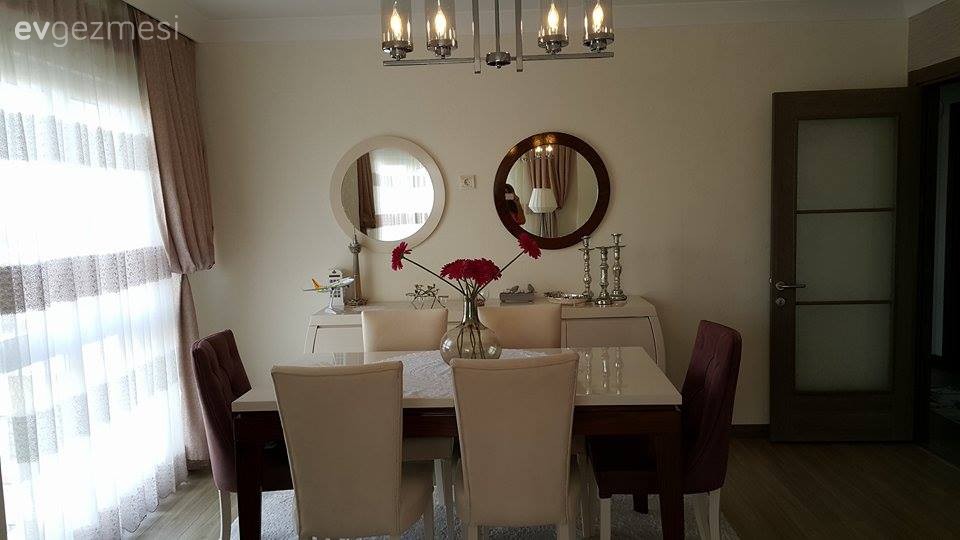 Aydınlatma, Ayna, Kahverengi, Krem, Salon, Yemek Odası