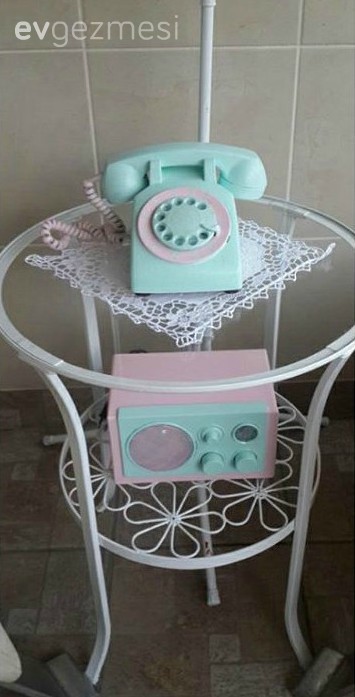 Balkon, Dekoratif Objeler, Kendin Yap, Mobilya boyama, Pembe, Sehpa, Yeşil