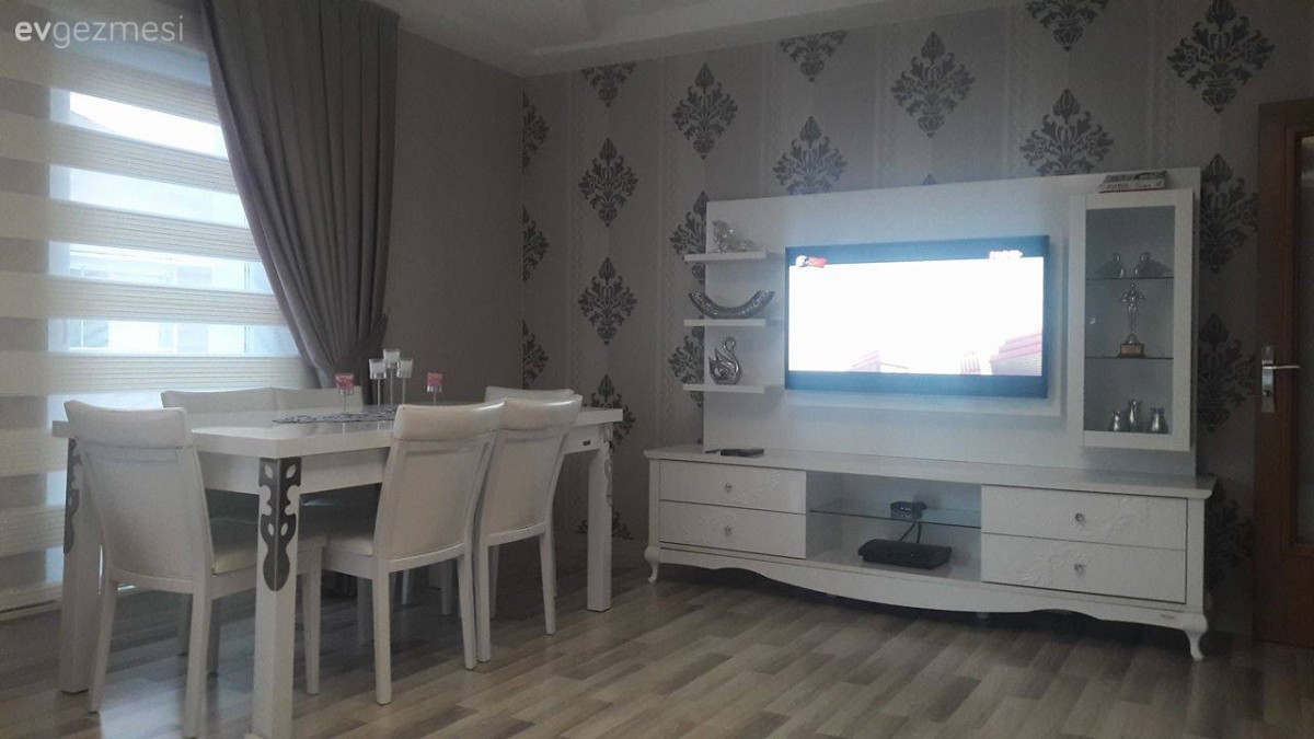 Duvar kağıdı, Salon, Tv ünitesi, Yemek Odası