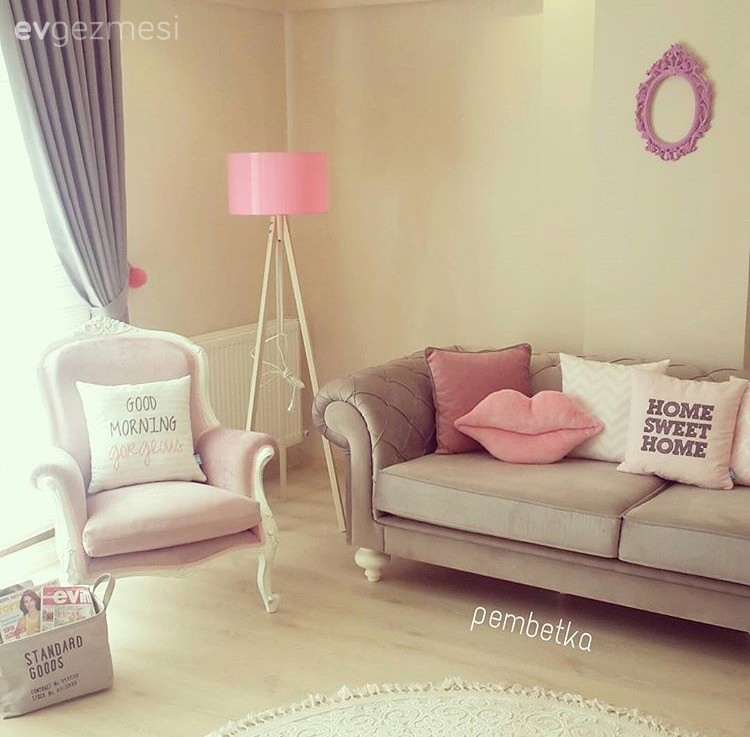 Berjer, Kahverengi, Lambader, Pembe, Salon, Aydınlatma