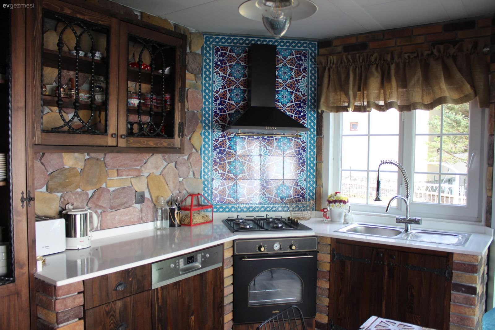 Mutfak, Rustik mutfak, Rustik ankastre, Seramik, Tezgah arası seramik, Ahşap mutfak