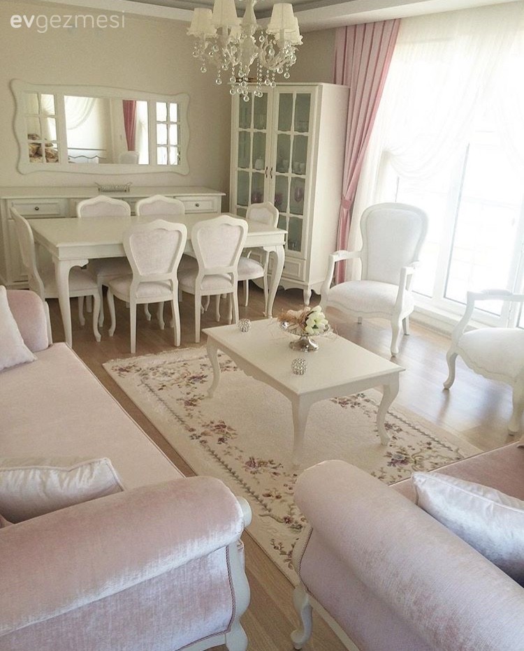 Country, Fon perde, Halı, Orta sehpa, Pembe, Salon, Yemek Odası, Perde