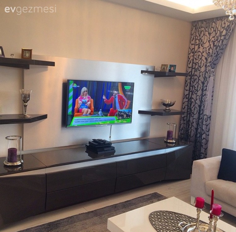 Fon perde, Salon, Tv ünitesi, Perde