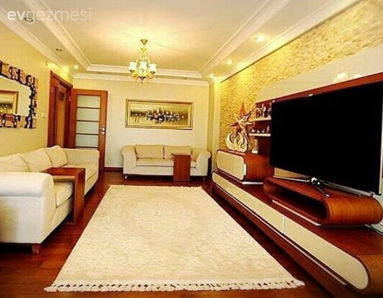 Halı, Krem, Salon, Tablo, Tv ünitesi
