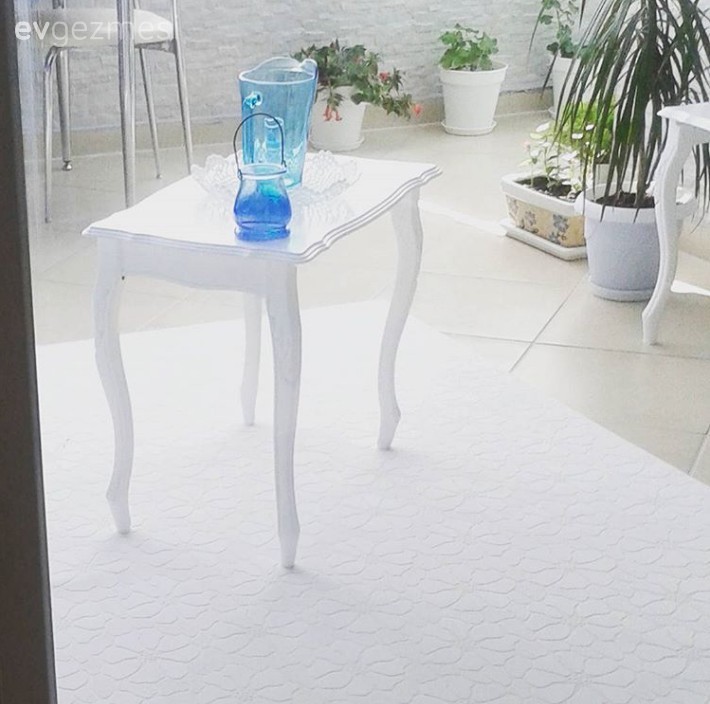 Balkon, Beyaz, Mavi, Sehpa