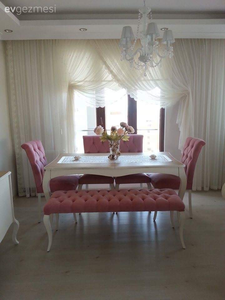 Bank, Pembe, Perde, Salon, Yemek Odası